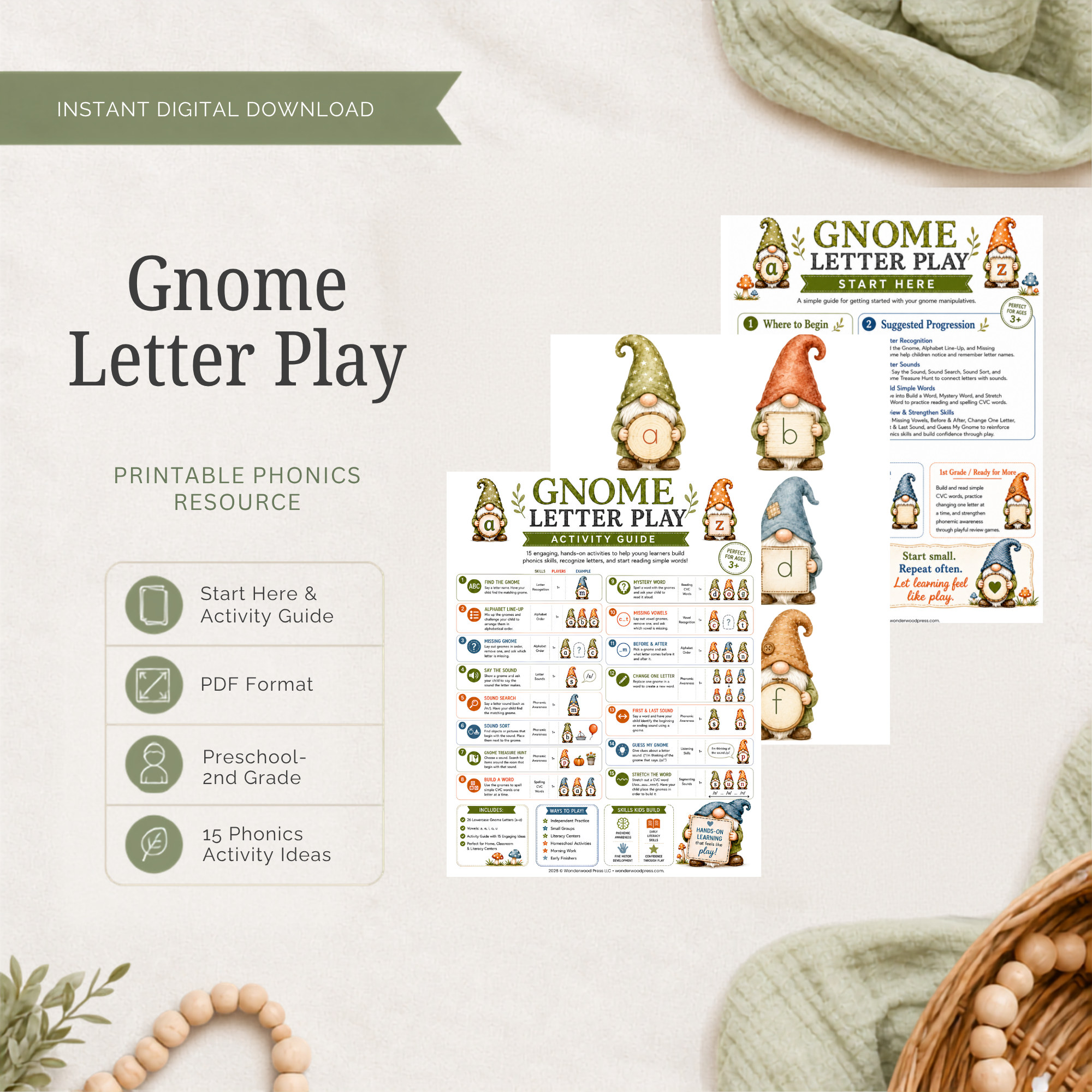 Gnome Letter Activities - Lowercase