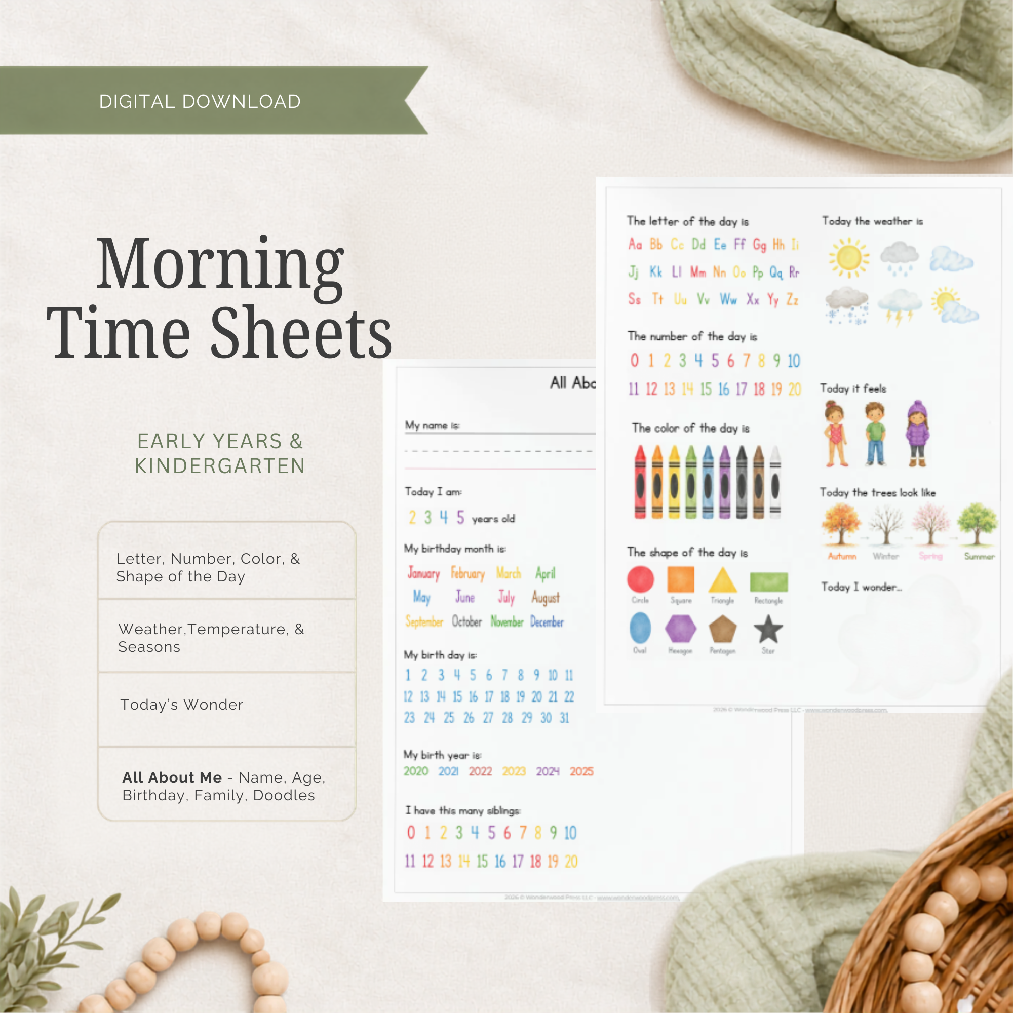 Morning Time Sheet - Early Years & Kindergarten