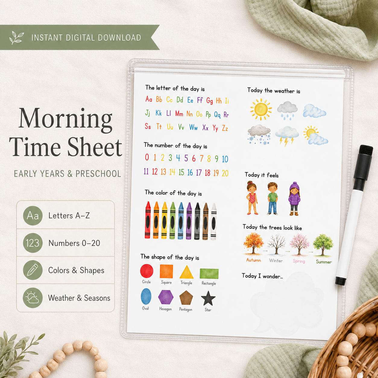 Morning Time Sheet - Early Years & Preschool