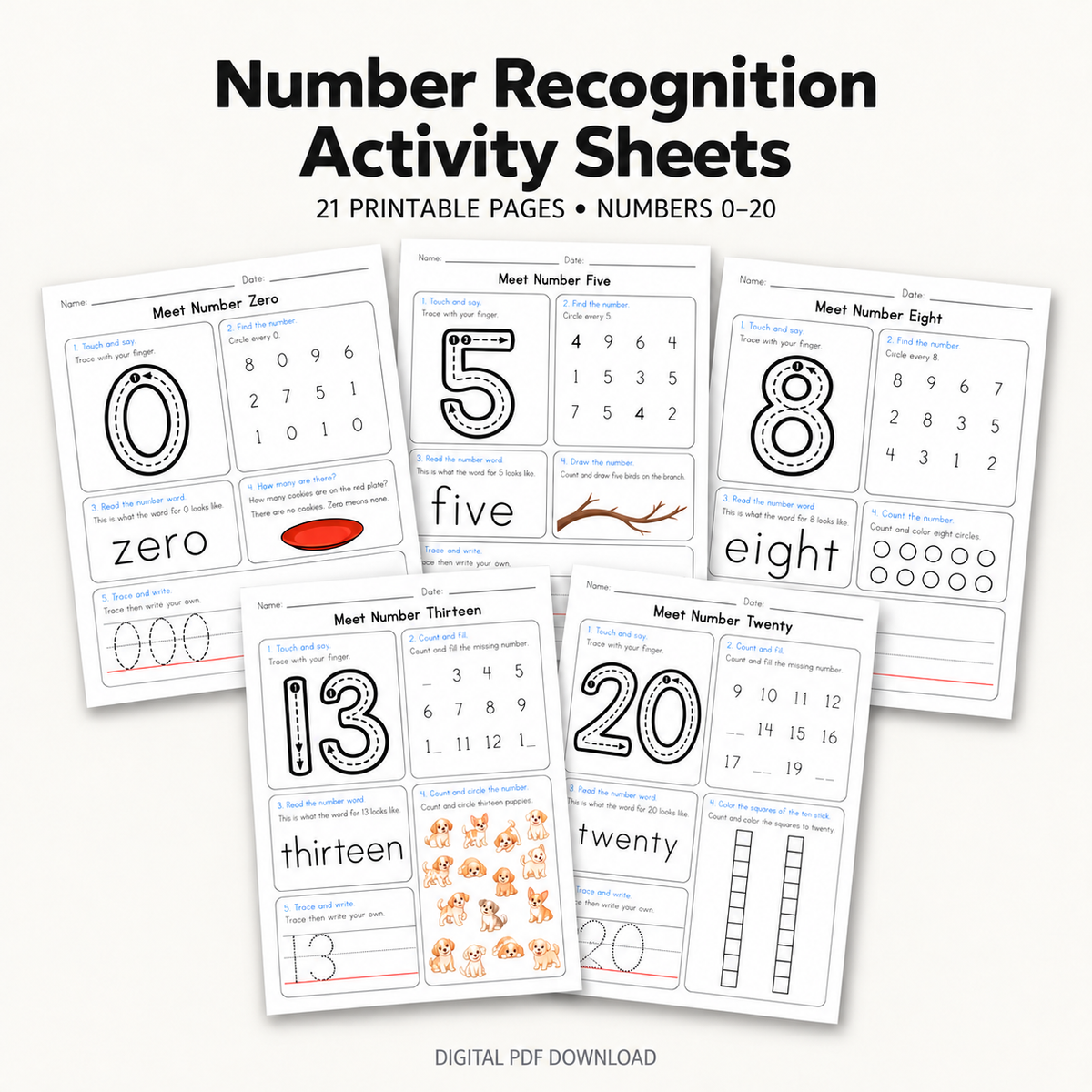 Number Recognition Activity Sheets