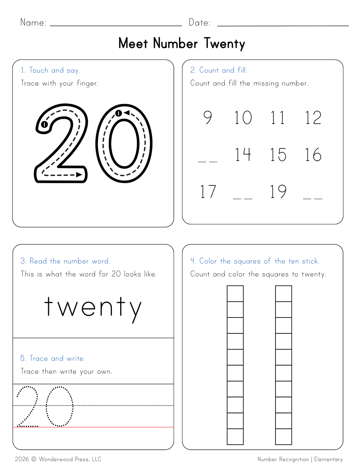 Number Recognition Activity Sheets